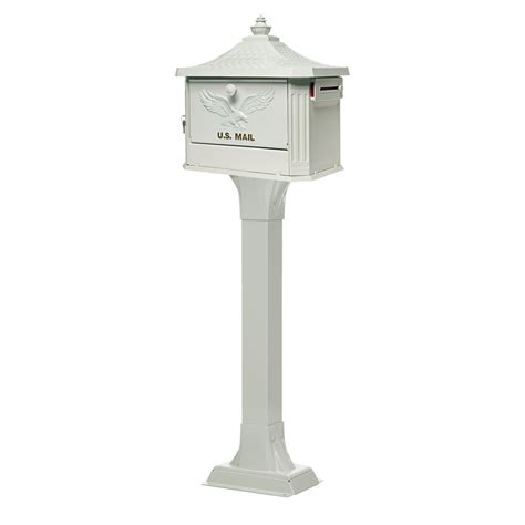 white metal post box with lock|Amazon.com: Metal Locking Mailbox.